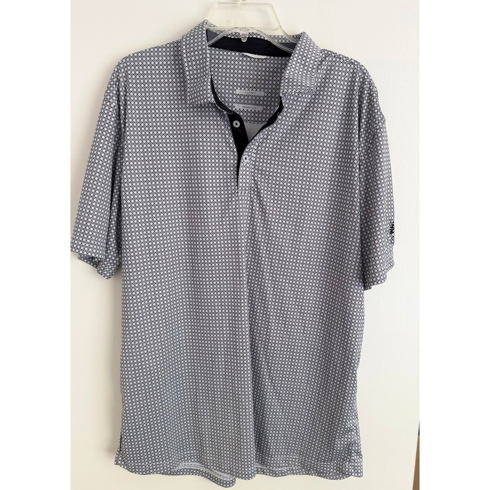 Swannies Golf Polo Shirt Mens XL White Claw Embroidered Geometric Print Grey